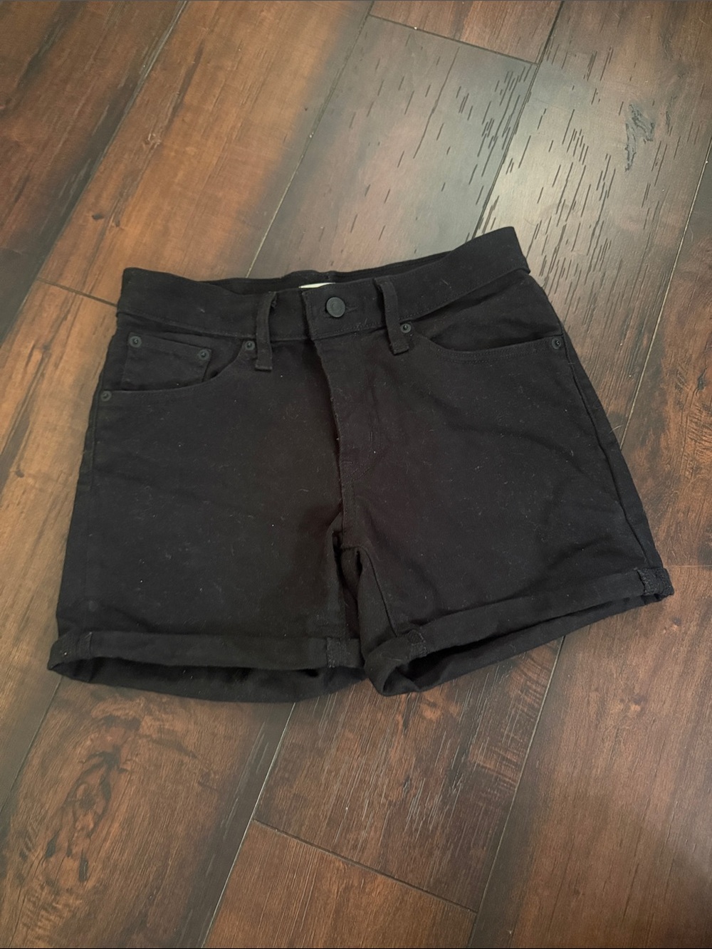Levi's Black Rolled-Hem Jean Shorts
